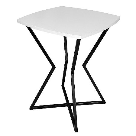 Mesa de Canto Lateral Alta Quadrada para Sala Austria - Preto/Branco