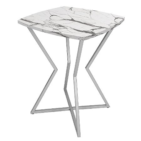 Mesa de Canto Lateral Alta Quadrada para Sala Austria - Prata/Vulcano