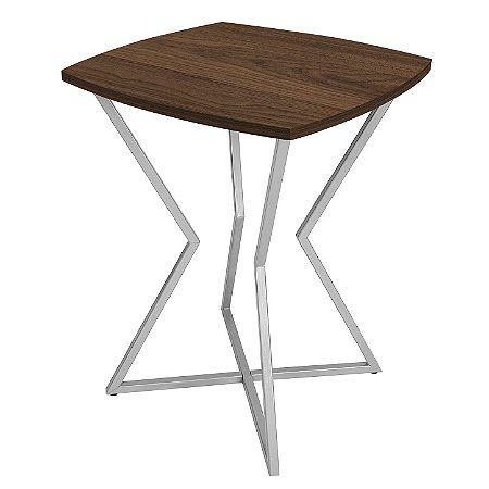 Mesa de Canto Lateral Alta Quadrada para Sala Austria - Prata/Villandry