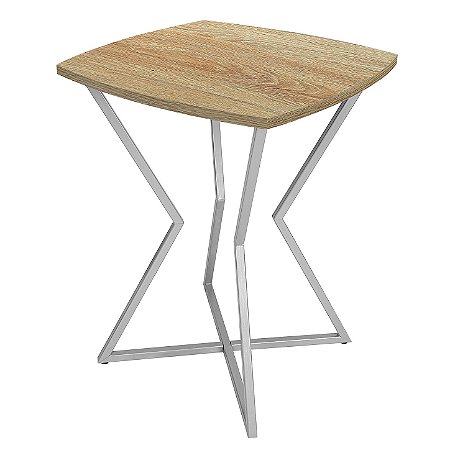 Mesa de Canto Lateral Alta Quadrada para Sala Austria - Prata/Jade