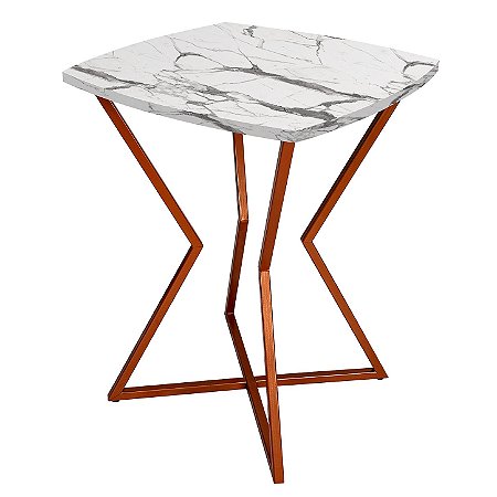 Mesa de Canto Lateral Alta Quadrada para Sala Austria - Cobre/Vulcano