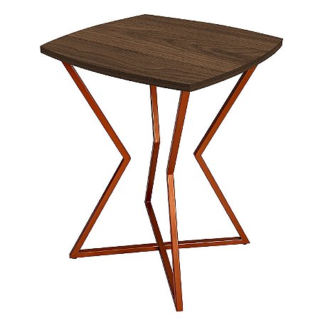 Mesa de Canto Lateral Alta Quadrada para Sala Austria - Cobre/Villandry
