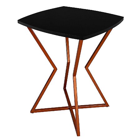 Mesa de Canto Lateral Alta Quadrada para Sala Austria - Cobre/Preto