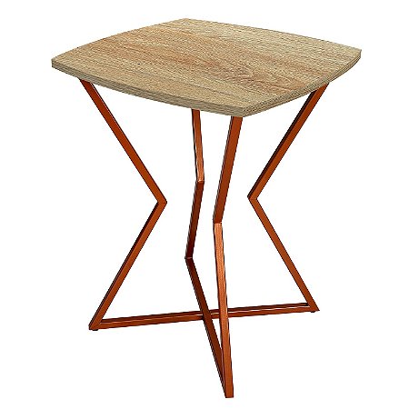 Mesa de Canto Lateral Alta Quadrada para Sala Austria - Cobre/Jade