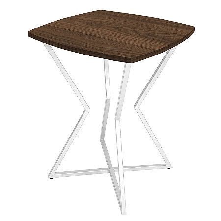 Mesa de Canto Lateral Alta Quadrada para Sala Austria - Branco/Villandry