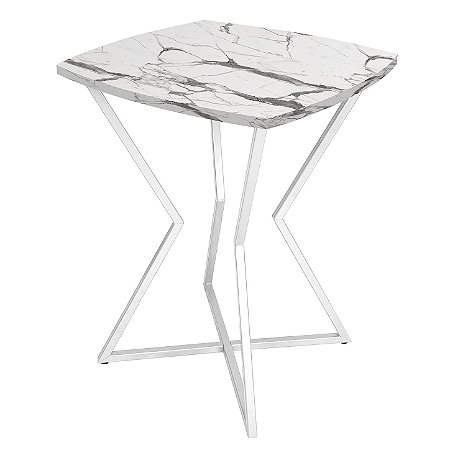 Mesa de Canto Lateral Alta Quadrada para Sala Austria - Branco/Vulcano