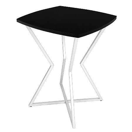 Mesa de Canto Lateral Alta Quadrada para Sala Austria - Branco/Preto