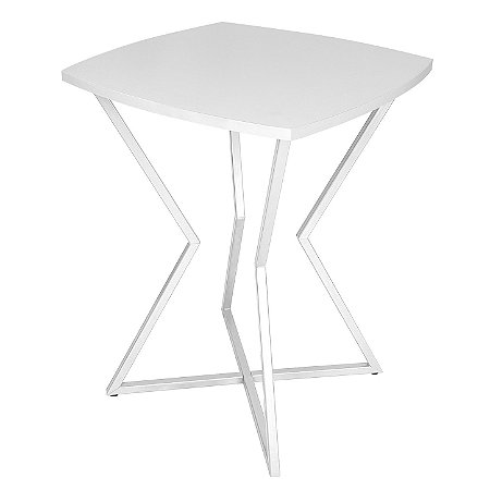 Mesa de Canto Lateral Alta Quadrada para Sala Austria - Branca/Branco