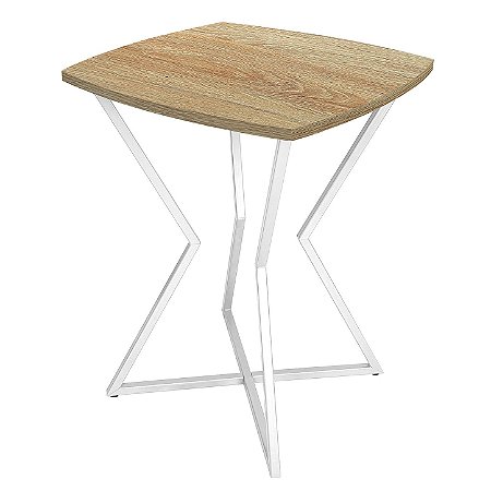 Mesa de Canto Lateral Alta Quadrada para Sala Austria - Branco/Jade