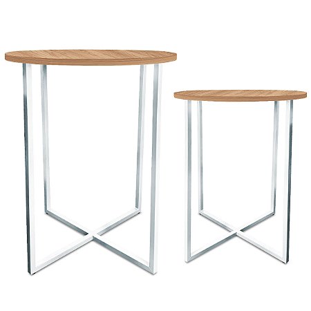 Mesa De Canto Dupla Gana - Branco/Jade