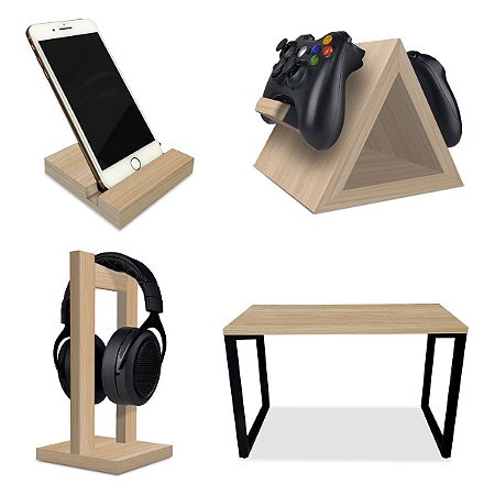 Setup Gamer Kit Spark Mesa Preto/Jade + Suporte para Controle Headset e Celular Jade