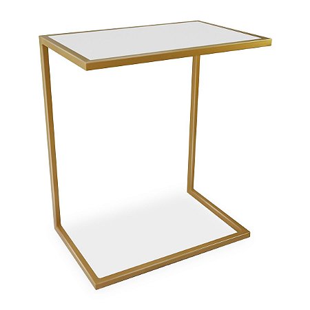 Mesa de Apoio para Sofá Belfast - Dourado/Branco