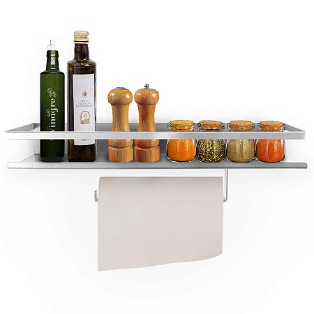 Prateleira de Cozinha Porta Tempero com Porta Papel Toalha Laces