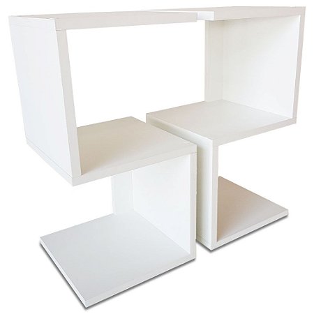 Kit 2 Mesa de Cabeceira para Quarto em S MDP - Branco