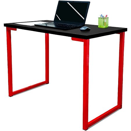 Mesa para Escritório Escrivaninha Estilo Industrial Nova York Mdf 120cm - Vermelho e Preto