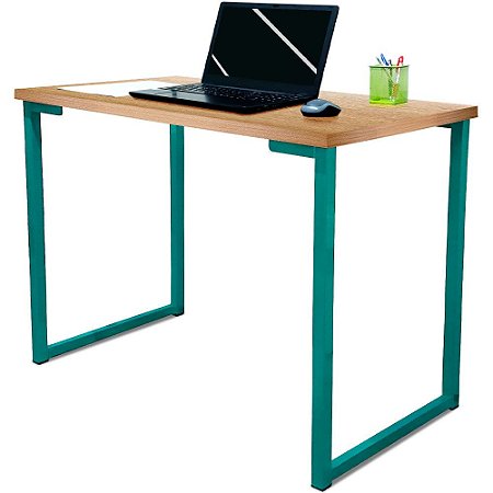 Mesa para Escritório Escrivaninha Estilo Industrial Nova York Mdf 120cm - Verde e Jade
