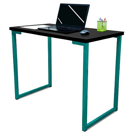 Mesa para Escritório Escrivaninha Estilo Industrial Nova York Mdf 100cm - Verde e Preto