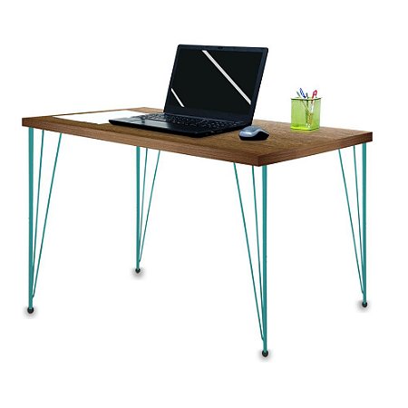 Mesa para Escritório Escrivaninha Estilo Industrial Noruega Mdf 120cm Verde e Villandry