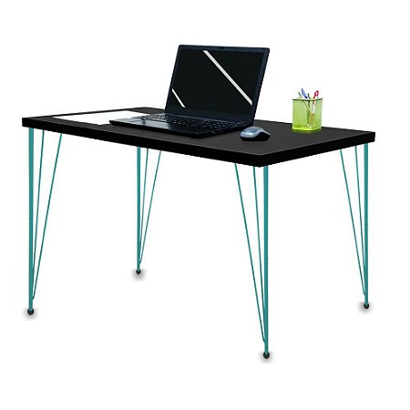 Mesa para Escritório Escrivaninha Estilo Industrial Noruega Mdf 100cm Verde e Preto