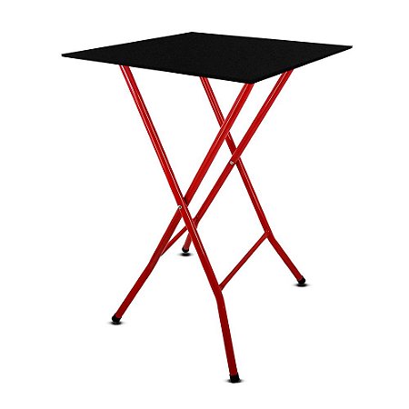 Mesa Bistrô Alta Dobrável Maui para Cozinha Bar com Tampo MDF - Vermelho e Preto