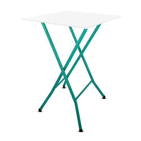 Mesa Bistrô Alta Dobrável Maui para Cozinha Bar com Tampo MDF - Verde e Branco