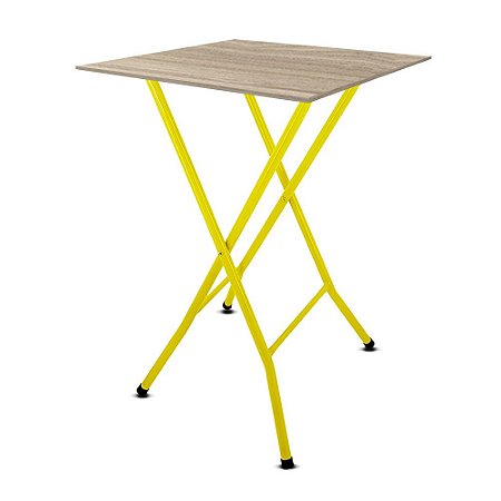 Mesa Bistrô Alta Dobrável Maui para Cozinha Bar com Tampo MDF - Amarelo e Jade