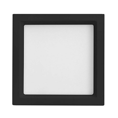 Luminária Plafon 25W LED Embutir Recuado Quadrado Branco Quente Preto