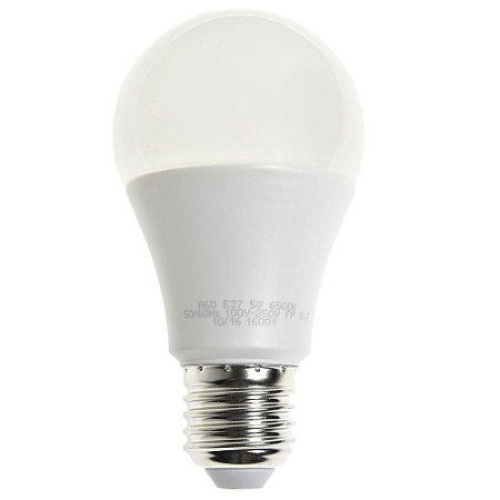 Lâmpada Bulbo LED A60 5W Bivolt Branca - Amarela | Inmetro
