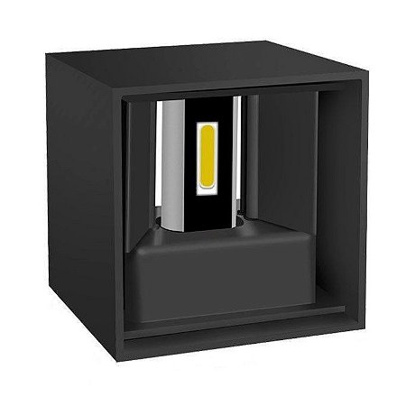 Luminária Arandela LED 6W Branco Quente Direcionável Cubo Preta