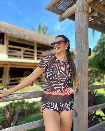 T-shirt Animal Print Marrom
