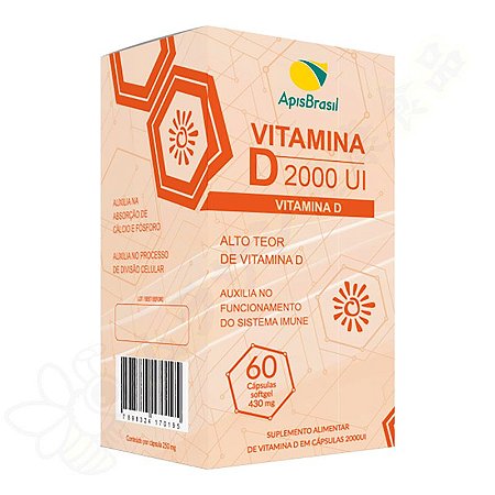 Vitamina D 2000 UI 430mg Softgel c/60 - Apis Brasil