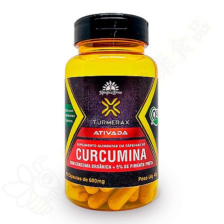Turmerax Curcuma Ativada Curcumina + Pimenta Preta Orgânica em Cápsulas c/60 - Kampo de Ervas