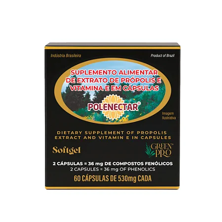 Própolis Verde com Vit E em cápsulas 530mg c/60 - Polenectar