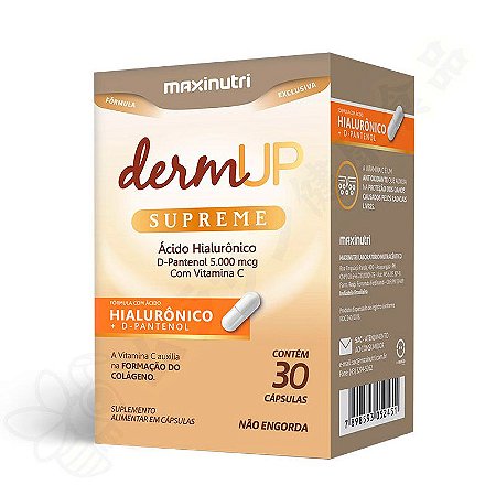 DermUp Supreme - Ácido Hialurônico, D-Pantenol c/30 - Maxinutri