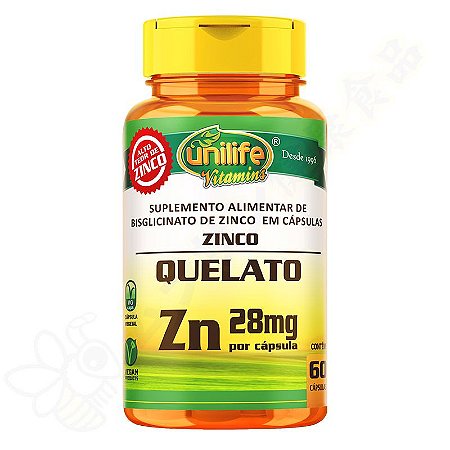 Zinco Quelato (Bisglicinato de Zinco) c/60 - Unilife