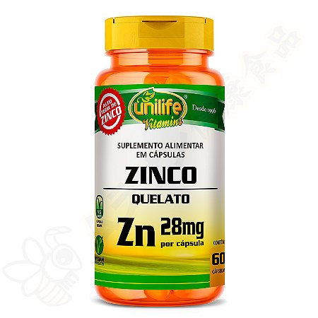 Zinco Quelato (Bisglicinato de Zinco) c/60 - Unilife