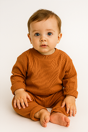 Conjunto Canelado Unissex (6-12m) ; (1 ano)