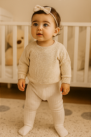 Calça de Bebê Unissex Branco (6-12 meses)