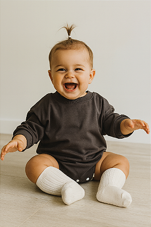 Romper Chumbo Unissex Oversize (12m);(18m)