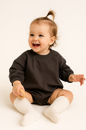 Romper Chumbo Unissex Oversize (12m);(18m)