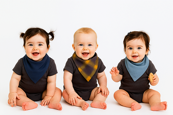 Kit com 3 Babadores Bandanas Unissex