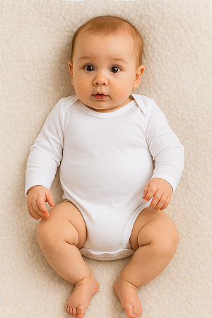 Body Manga Longa Branco (6m) ; (9m)