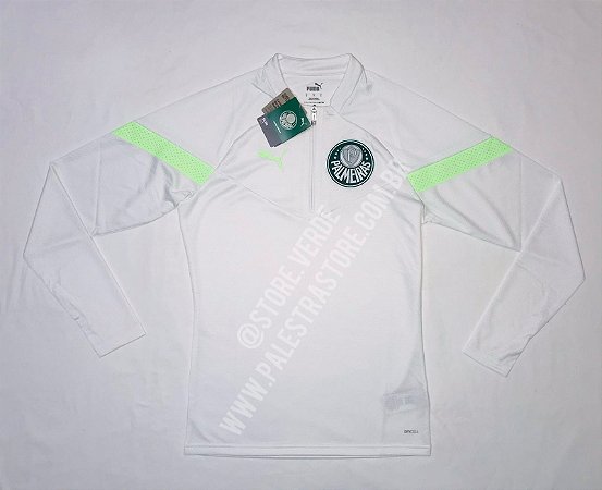 BLUSA TREINO PALMEIRAS 1/4 2023 BRANCO/VERDE LIMÃO - PUMA
