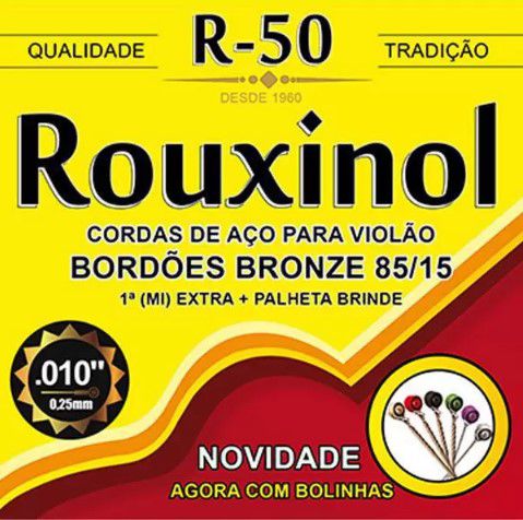 Encordoamento p/ Violão Rouxinol R-50 aço c/bolinha 010