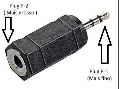 Adaptador Plug P1 Macho x Plug P2 Fêmea