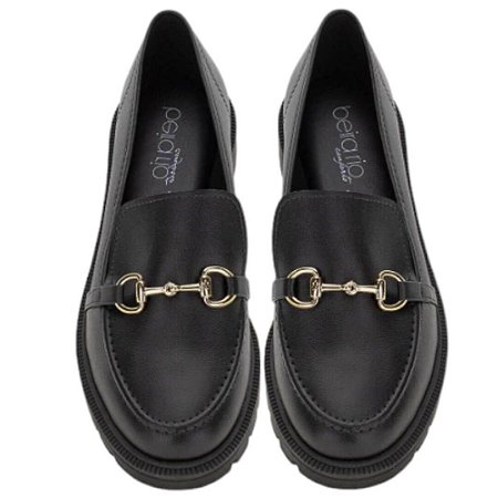 Sapato Mocassim Beira Rio Feminino Preto Com Enfeite