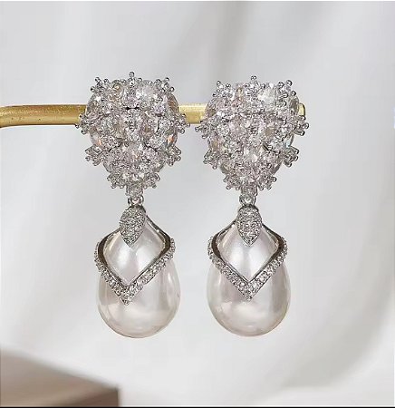 Máxi Brincos e zircônias e pérolas 028