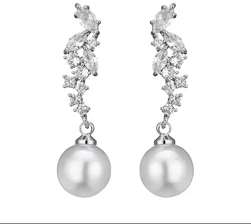 Brincos Zircônias com pérolas 00890