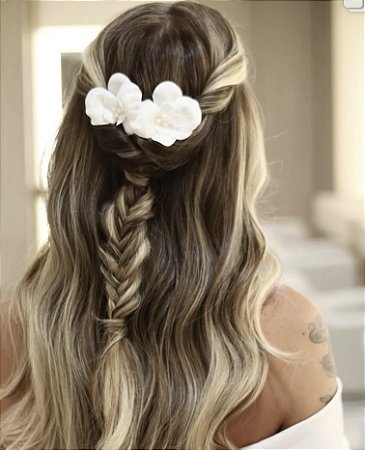 Dupla de orquídeas em seda