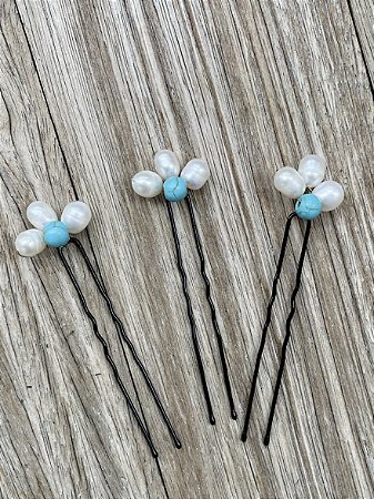 Trio Pin Eliana pérolas- blue